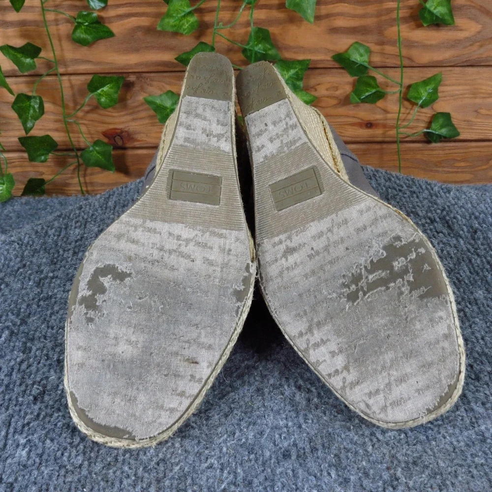 TOMS Calypso Women Wedge Espadrille Sandals Size‎ 8.5 Casual Summer Gray Canvas